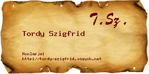 Tordy Szigfrid névjegykártya